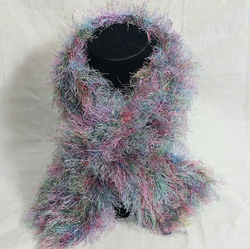 Handmade Knitted Colorful Fuzzy Scarf
